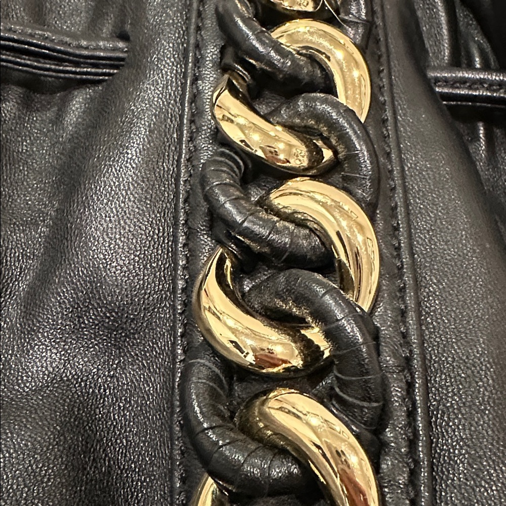 Michael Kors Black Tote with Gold Chain Accents - Picture 4 of 8
